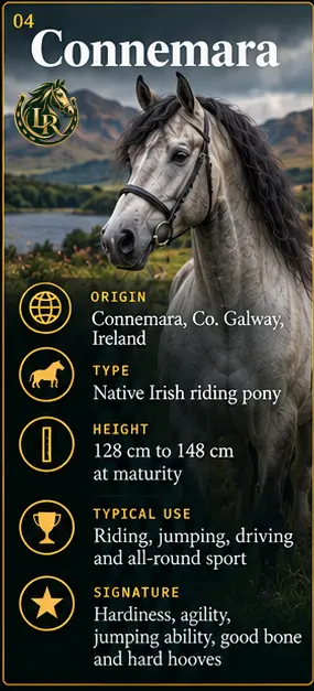 Connemara Pony on the rugged west coast of Ireland, an athletic and versatile native performance breed