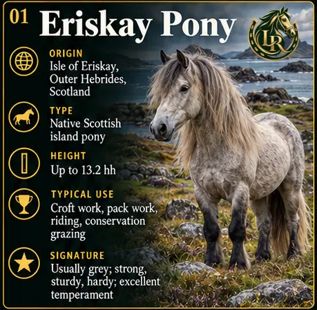 Eriskay Pony, a rare and gentle native pony from the Hebridean island of Eriskay