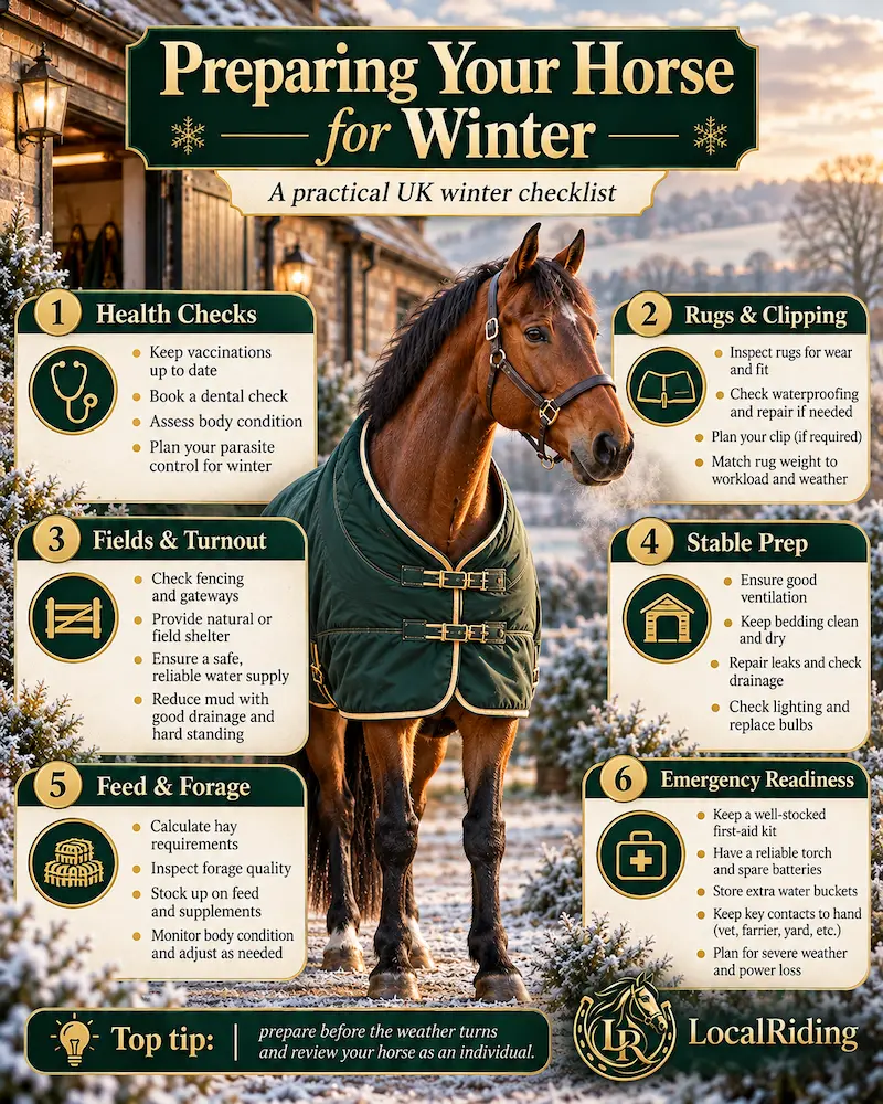 Preparing your horse for winter: a practical UK checklist infographic